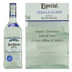 Engraved text on a bottle of Personalised Jose Cuervo Silver Tequila 70cl Engraved text on a bottle of Personalised Jose Cuervo Silver Tequila 70cl