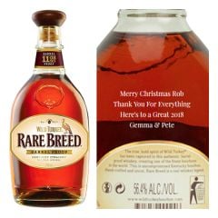 Engraved text on a bottle of Personalised Wild Turkey Rare Breed Bourbon 70cl Engraved text on a bottle of Personalised Wild Turkey Rare Breed Bourbon 70cl