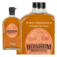 Engraved text on a bottle of Personalised Bernheim Original Straight Wheat Whiskey 70cl Engraved text on a bottle of Personalised Bernheim Original Straight Wheat Whiskey 70cl