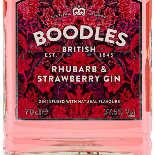 Personalised Boodles Strawberry Rhubarb Gin 70cl Engraved Flavoured Gin engraved bottle