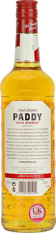 Personalised Paddy Irish Whiskey 70cl engraved bottle Personalised Paddy Irish Whiskey 70cl engraved bottle