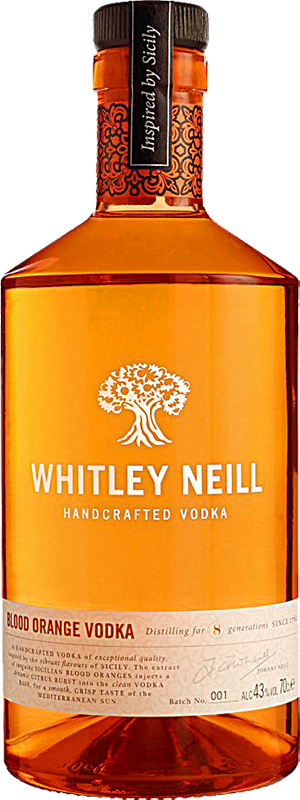 Personalised Whitley Neill Blood Orange Vodka 70cl engraved bottle Personalised Whitley Neill Blood Orange Vodka 70cl engraved bottle